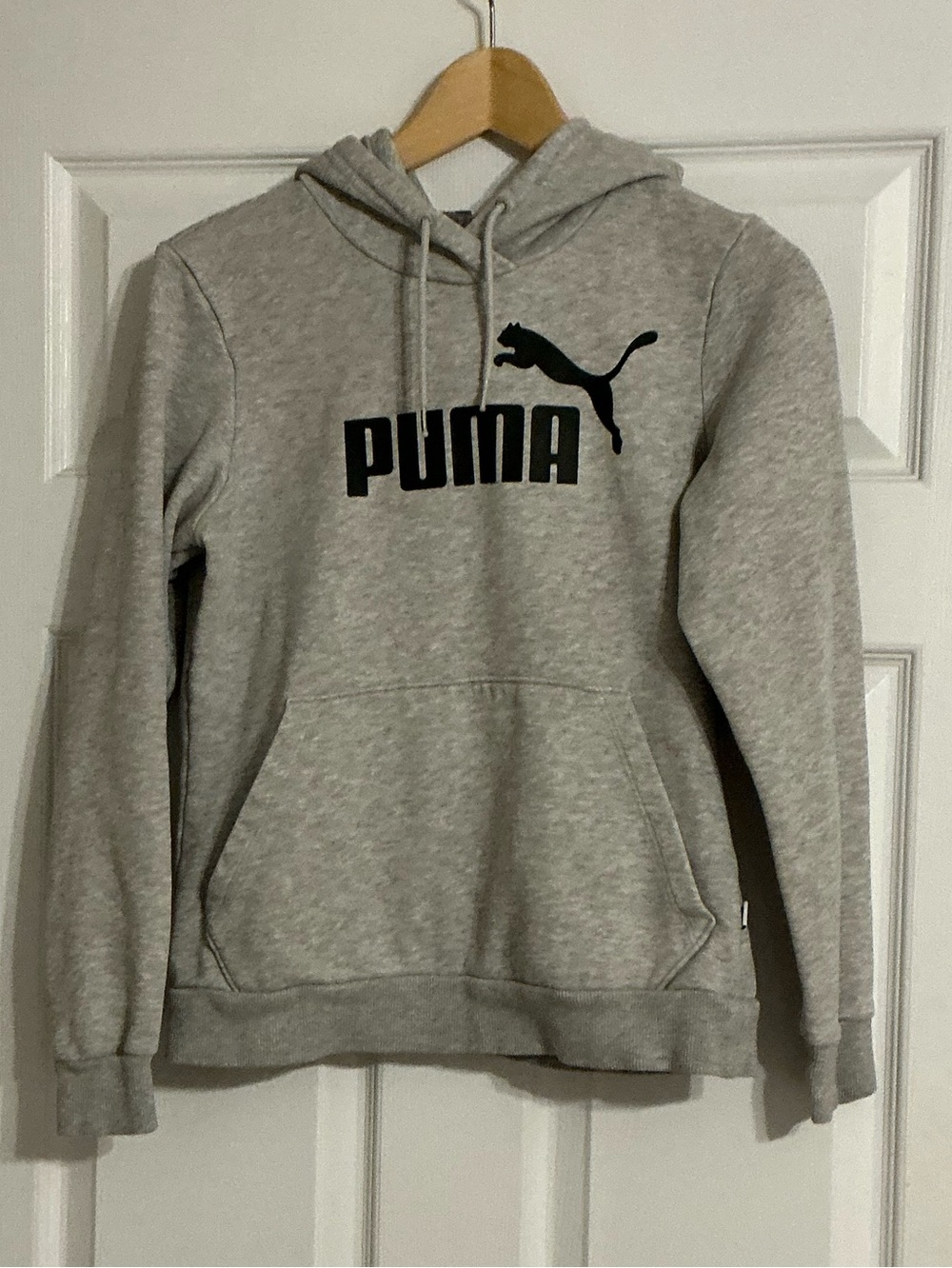 Puma Light Gray Crewneck Hoodie with Black Logo